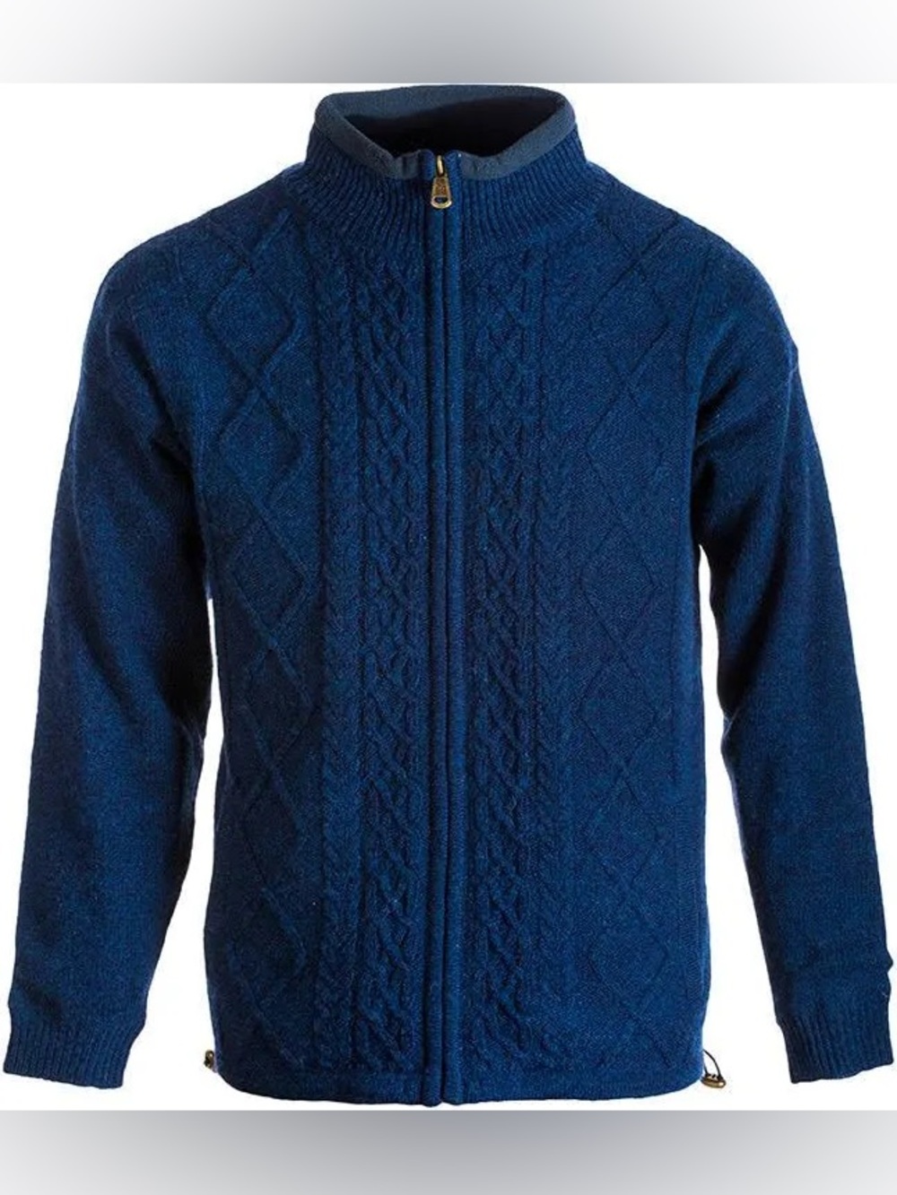 Aran MENS SHETLAND WOOL ZIP CARDIGAN BY ARAN MILLS - DARK BLUE Size XXL